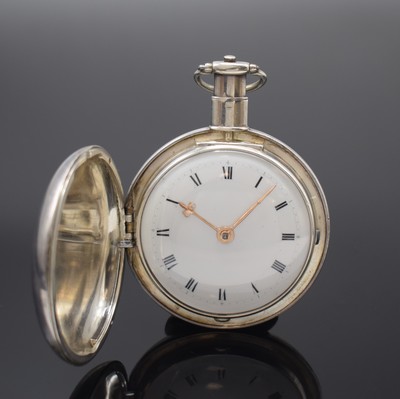 THO. MOSS London Savonette in Sterlingsilber, London Hallmark 1805, glattes Geh., Sprungdeckel über Pendant zu öffnen, Emailzifferbl., röm. ...