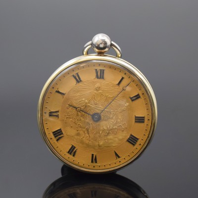 ALEXANDRE A Paris Spindeluhr in Silber mit geprägtem Goldzifferblatt, Frankreich um 1820, glattes Geh. m. geradem Rand u. Kugel- Pendant, ...