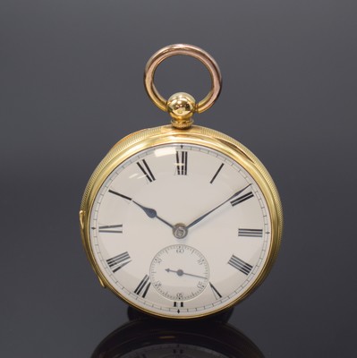 RICHARD GANTHONY London schwere Taschenuhr in GG 750/000 mit Rubin-Duplexhemmung, Werk um 1830, Geh. Hallmark London 1867, Schlüssel- aufzug, guill. ...