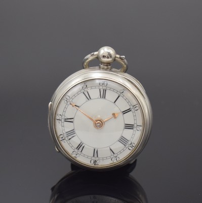 ELLICOTT frühes Taschenuhrwerk mit Zylinderhemmung im späterem Geh., England um 1770, Geh. Hallmark London 1894, glattes Geh., Emailzifferbl., ...