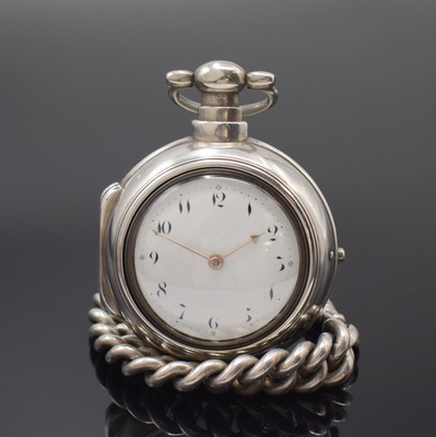 JA'S SWINGLER GRANTHAM extrem schwere Doppel- Gehäuse Spindeltaschenuhr in Sterlingsilber an schwerer Silberkette, London Hallmark 1811,glatte ...