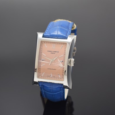 CUERVO Y SOBRINOS Herrenarmbanduhr Esplendidos Referenz A2412/1, Automatik, Schweiz um 2018, geschwungenes Stahlgeh. inkl. orig. Lederband m. orig. ...
