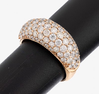 18 kt Gold Brillant-Ring, RoseG 750/000, 77Brillanten zus. ca. 1.60 ct Weiß/si, ca. 4.8 g, RW 52