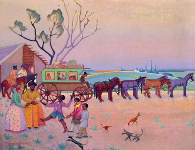 Magarinos Melchor Mendez, 1885 Pontevedra-1945 Montevideo, La Diligencia (Die Sorgfalt), Öl/Lwd, links unten sign. und dat. 1926, ca. 72x90cm, R. ...