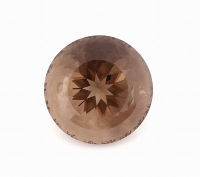 Runder Rauchquarz, im Sternschliff, feine leuchtende Farbe, ca. 55 mm, ca. 134.2 g, ca. 671 ct, Sammlerobjekt, Unikat, Handarbeit, feinste ...