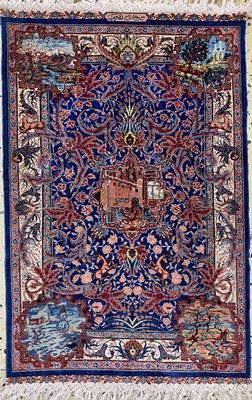 Hereke Seide fein(17x17), signiert, Türkei,Ende 20.Jhd, reine Naturseide, ca. 57 x 38 cm,ca. 2,9 Mio. Kn/qm, EHZ: 1