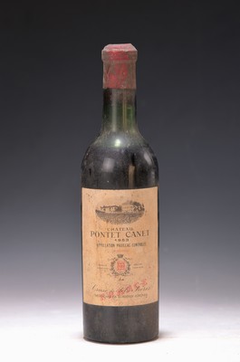 1/2 Flasche 1953 Chateau Pontet Canet, 0.375l, mid shoulder, orig. verkorkt und unverkostet