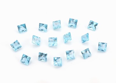 Lot lose Blautopase, zus. ca. 13.78 ct, facett. Carrees, behandelt