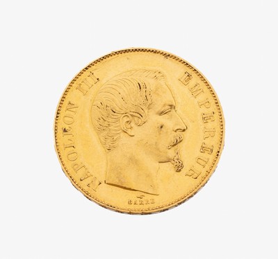 Goldmünze 50 Francs 1855 A, Napoleon III. Empereur, Empire francais