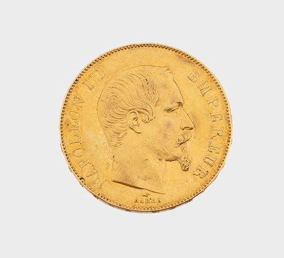 Goldmünze 50 Francs 1855 A, Napoleon III. Empereur, Empire francais