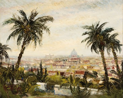 Karl Philipp Spitzer, 1887-1954 Speyer, Blick auf Rom, Öl/Hartfaser, signiert, ca. 80x100cm, R. ca. 100x120cm