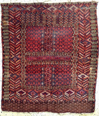 Tekke Engsi antik, Turkmenistan, 19.Jhd, Wolle auf Wolle, ca. 150 x 130 cm, EHZ: 4,aus Sammlungsauflösung