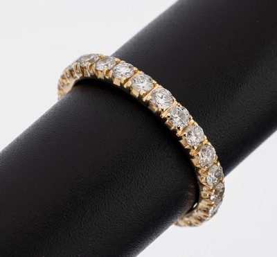 14 kt Gold Brillant-Memoryring, GG 585/000,26 Brillanten zus. ca. 1.33 ct (grav.) Weiß- l.get.Weiß/si, RW 56, ca. 2.5 g