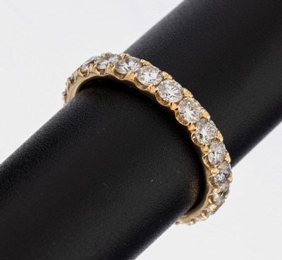 14 kt Gold Brillant-Memoryring, GG 585/000,23 Brillanten zus. ca. 1.84 ct (grav.) Weiß- l.get.Weiß/si, RW 54, ca. 2.7 g