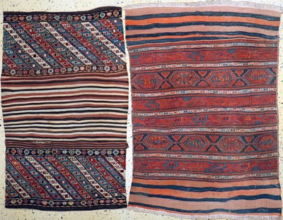 2 Lots Mafraschteil, Schahsawan, Persien, um 1900, Wolle auf Wolle, ca. 150 x 110 cm, EHZ: 2