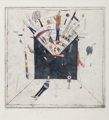Bernd Kastenholz, geb. 1949 Speyer, Regenbogengeheimnis, Farbradierung, handsign.,e.a., ca. 39.5 x 39.5 cm, unter Glas, Rahmen