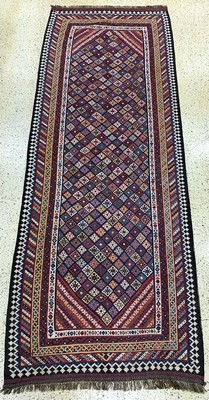 Ghaschgai Kelim antik, Persien, um 1900, Wolle auf Wolle, ca. 500 x 185 cm, EHZ: 2,aus Sammlungsauflösung
