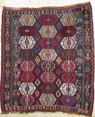 Antiker Malatya Kelim, Türkei, 19.Jhd, Wolle auf Wolle, ca. 175 x 160 cm, EHZ: 2-3, (kleine Restaurierungen)