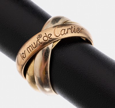 18 kt Gold MUST DE CARTIER Taufring, GG/WG/RG 750/000, Trinity-Serie, RW 44, ca. 5.7 g, sign.