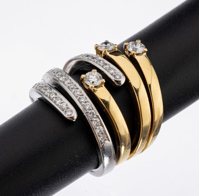 18 kt Gold Brillant-Ring, GG/WG 750/000, Brillanten zus. ca. 1.0 ct Weiß/si, ca. 18.7 g, RW 52