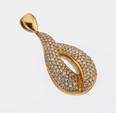 18 kt Gold Brillant-Anhänger, GG 750/000, Brillanten zus. ca. 3,0 t Weiß/si, total ca. 12,3 g, L. ca. 4,5 cm