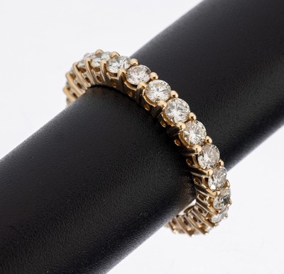 14 kt Gold Brillant-Ring, GG 585/000, 24 Brillanten zus. ca. 2.11 ct Weiß/si, RW 56, ca. 4.1 g