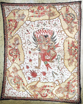 Antike Stoffmalerei, Indien, um 1900, Leinen, ca. 215 x 162 cm, EHZ: 2. aus Sammlungsauflösung
