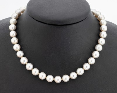 Überlanges Zuchtperl-Collier, endlos, silbergraue Akoyazuchtperlen, D. ca. 7.9-8.4 mm, L. ca. 88 cm