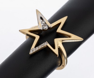 14 kt Gold Diamant-Ring, GG/WG 585/000, 8 Diamanten zus. ca. 0.14 ct grav. Weiß/si, ca. 5.4 g, RW 54