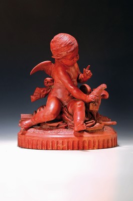 Skulptur von Jean Baptiste Lebroc, 1825-1870, Amour a la colombe, Terrakotta, sign., H. ca. 43cm