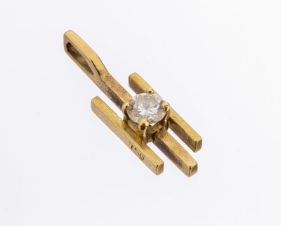 18 kt Gold Brillant-Anhänger, GG 750/000, Brillant ca. 0.22 ct Weiß/si, ca. 1.6 g, L. ca. 2.1 cm