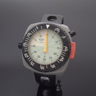 HEUER All-Sports II Armband-Stoppuhr Referenz 775.907M, Handaufzug, Schweiz um 1976, Polymer-Geh., 60 Sek. und 60 Min. Stoppzähler, 2-farb. ...