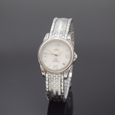 OMEGA Damenarmbanduhr Serie De Ville Co-Axial Chronometer, Schweiz um 2010, Automatik, Edelstahlgeh. inkl. orig. Backstein- Gliederband m. Faltschl., ...