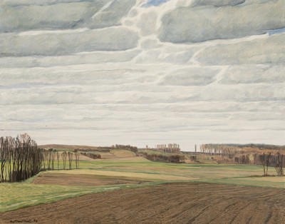 Werner Brand, 1933-2021, Weite Agrarlandschaft in der Pfalz, Öl/Lwd, links unten signiert, ca. 72x92cm, R.
