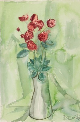 Heinz Brzoska, 1942-2014, 2 Aquarelle: 1x Stillleben mit Blumen in Vase, sign., ca. 54x35cm, PP, u.Gl., R. ca. 69x49cm; Stillleben mit ...