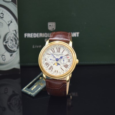 FREDERIQUE CONSTANT Armbanduhr Referenz FC- 270X4P4/5/6, Schweiz um 2008, verg. Metallgeh., Edelstahlboden verschr., orig. Lederband m. orig. ...