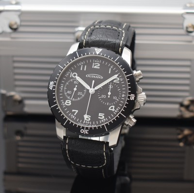 GUINAND Herrenchronograph in Edelstahl, Deutschland/Schweiz 2000, Automatik, neutr. Lederband m. dopp. Faltschl., beids. vergl., Boden u. Krone ...