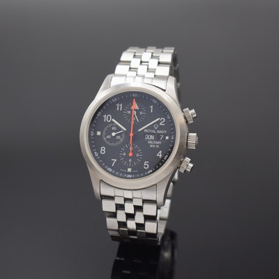 ROYAL NAVY Military MK III by Orfina Herrenchronograph Referenz 8190, Schweiz um 2010, Automatik, Edelstahlgeh. inkl. orig. Gliederband m. Faltschl., ...