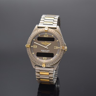 BREITLING Herrenarmbanduhr Navitimer Aerospace mit Multifunktionsanzeige Reference 80360, Schweiz um 1995, Titangeh. inkl. Gliederband m. Faltschl., ...