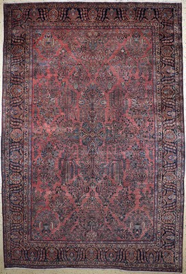 Us Re-Import Sarogh antik, Persien, um 1900, Wolle auf Baumwolle, ca. 393 x 270 cm, EHZ: 2-3, (restauriert)