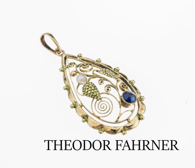 14 kt Gold THEODOR FAHRNER Anhänger, GG 585/000, Pforzheim 1960er Jahre, THEODOR FAHRNER stellte Goldschmuck nur auf Kundenwunsch her, ...