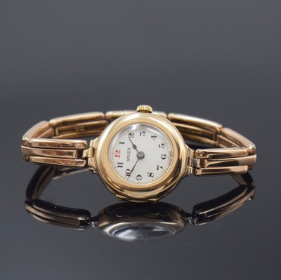 ROLEX frühe Damenarmbanduhr in RG 375/000 am Goldband, Schweiz / England Hallmark Birmingham 1916, Handaufzug, glattes Scharniergeh. von Dennison m. ...