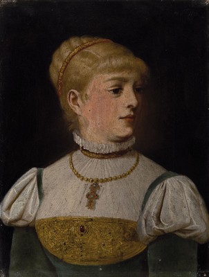 Moritz Stifter, 1857 Wien-1905, Porträt einer jungen Frau, Öl/Lwd, rechts oben sign., ca. 27x22cm, R. ca. 38.5x32.5cm
