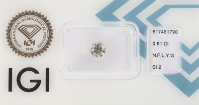 Loser Brillant 0.61 ct, Gelb-Grün/si2 mit IGI-Expertise, verschweißt