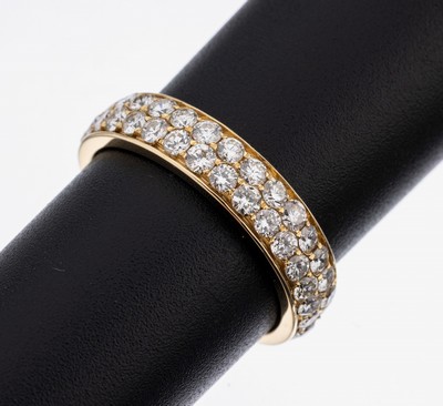 14 kt Gold Brillant-Memoryring, GG 585/000,2-rhg. bes. mit Brillanten zus. ca. 1.93 ct feines Weiß-Weiß/vvs-si, RW 55, ca. 3.2 g