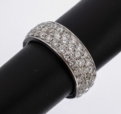 14 kt Gold Brillant-Memoryring, WG 585/000,3-rhg. bes. mit Brillanten zus. ca. 3.57 ct feines Weiß-Weiß/vvs-si, RW 54, ca. 4.6 g