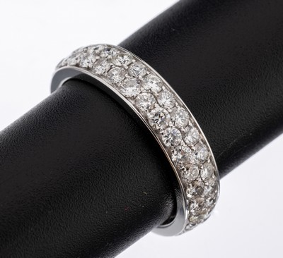14 kt Gold Brillant-Memoryring, GG 585/000,2-rhg. bes. mit Brillanten zus. ca. 2.00 ct feines Weiß-Weiß/vs-si, RW 56, ca. 3.4 g