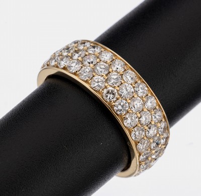 14 kt Gold Brillant-Memoryring, GG 585/000,3-rhg. bes. mit Brillanten zus. ca. 3.56 ct feines Weiß-Weiß/vvs-si, RW 56, ca. 4.8 g