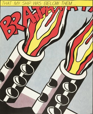 nach Roy Lichtenstein (1923-1997), That my shlip was below them... aus der dreiteiligen Serie: As I opened fire von 1964, Farboffset, hrsg. Stedelijk ...