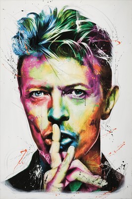 Michael Frey, zeitgen. Künstler aus Landau, David Bowie, Acryl/Lwd, ca. 120x80cm